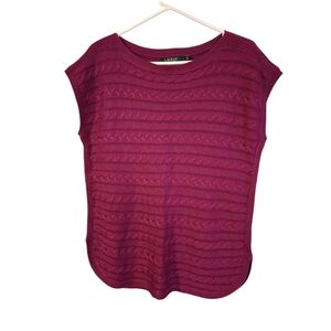 Lauren Ralph Lauren Sweater Vest Magenta Boat Neck Preppy Classic Timeless L